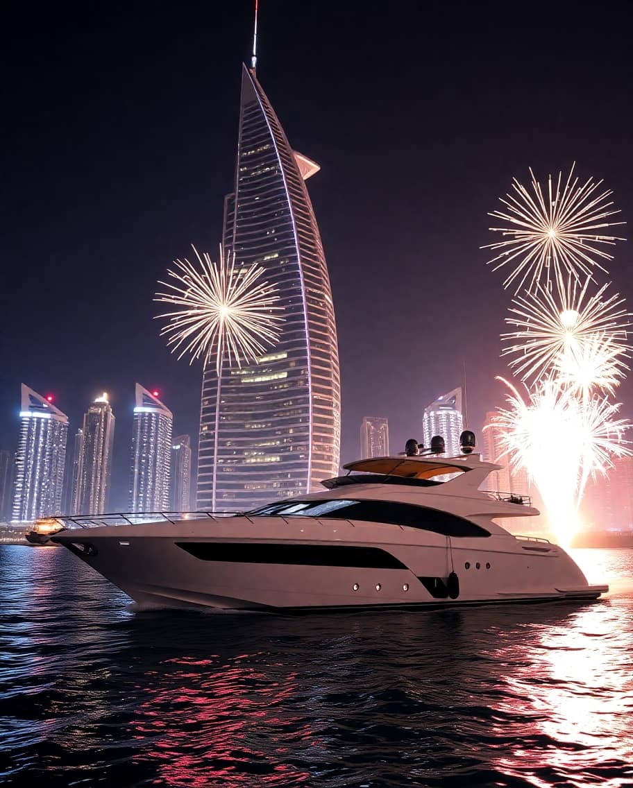 New Year's Eve yacht party celebration in Dubai